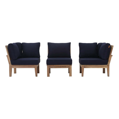 Modway Furniture Marina 3 Piece Outdoor Patio Teak Set by Modway - EEI-1820-NAT-GRY-SET