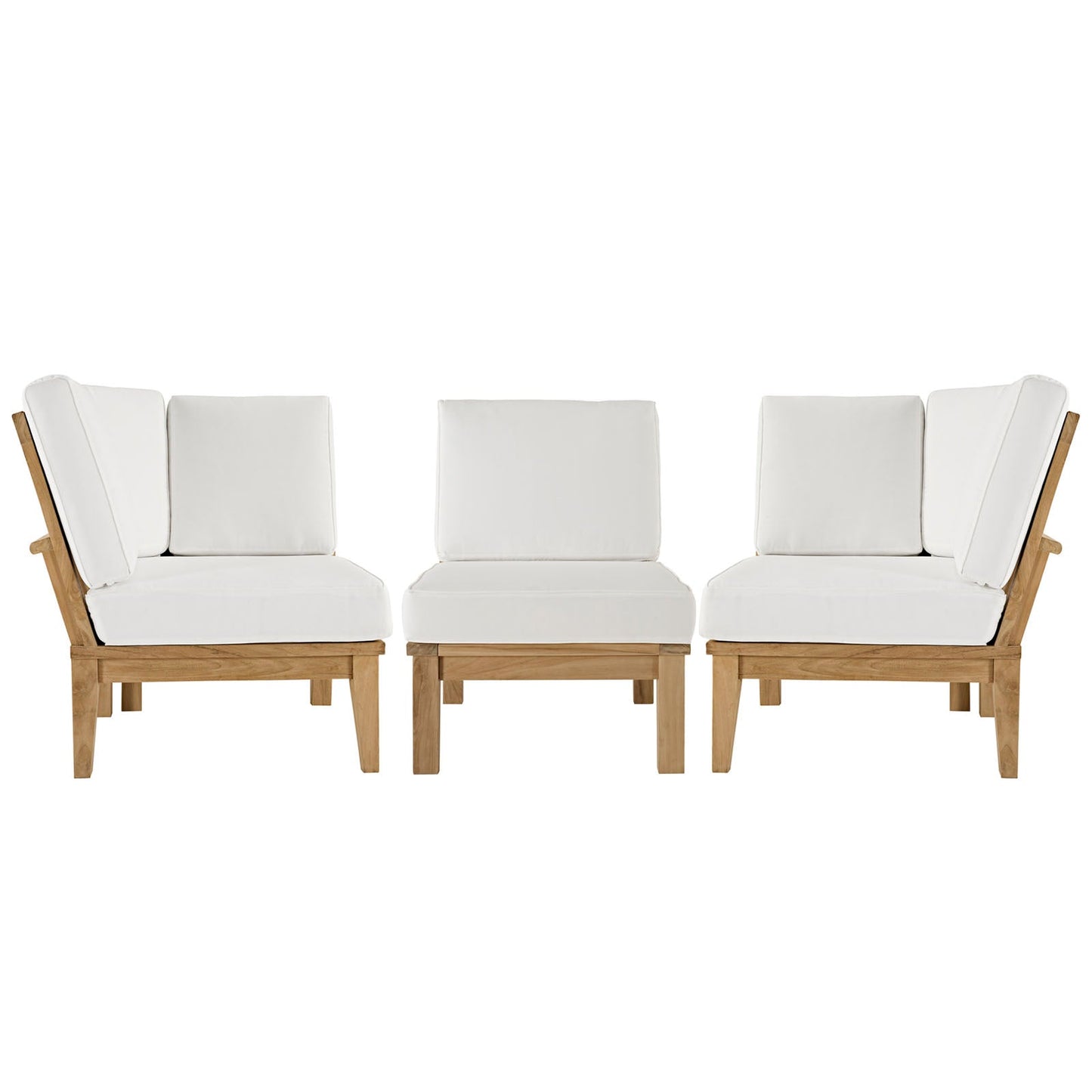 Modway Furniture Marina 3 Piece Outdoor Patio Teak Set by Modway - EEI-1820-NAT-GRY-SET