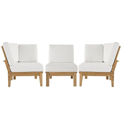 Modway Furniture Marina 3 Piece Outdoor Patio Teak Set by Modway - EEI-1820-NAT-GRY-SET