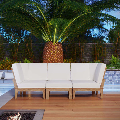 Modway Furniture Marina 3 Piece Outdoor Patio Teak Set by Modway - EEI-1820-NAT-GRY-SET