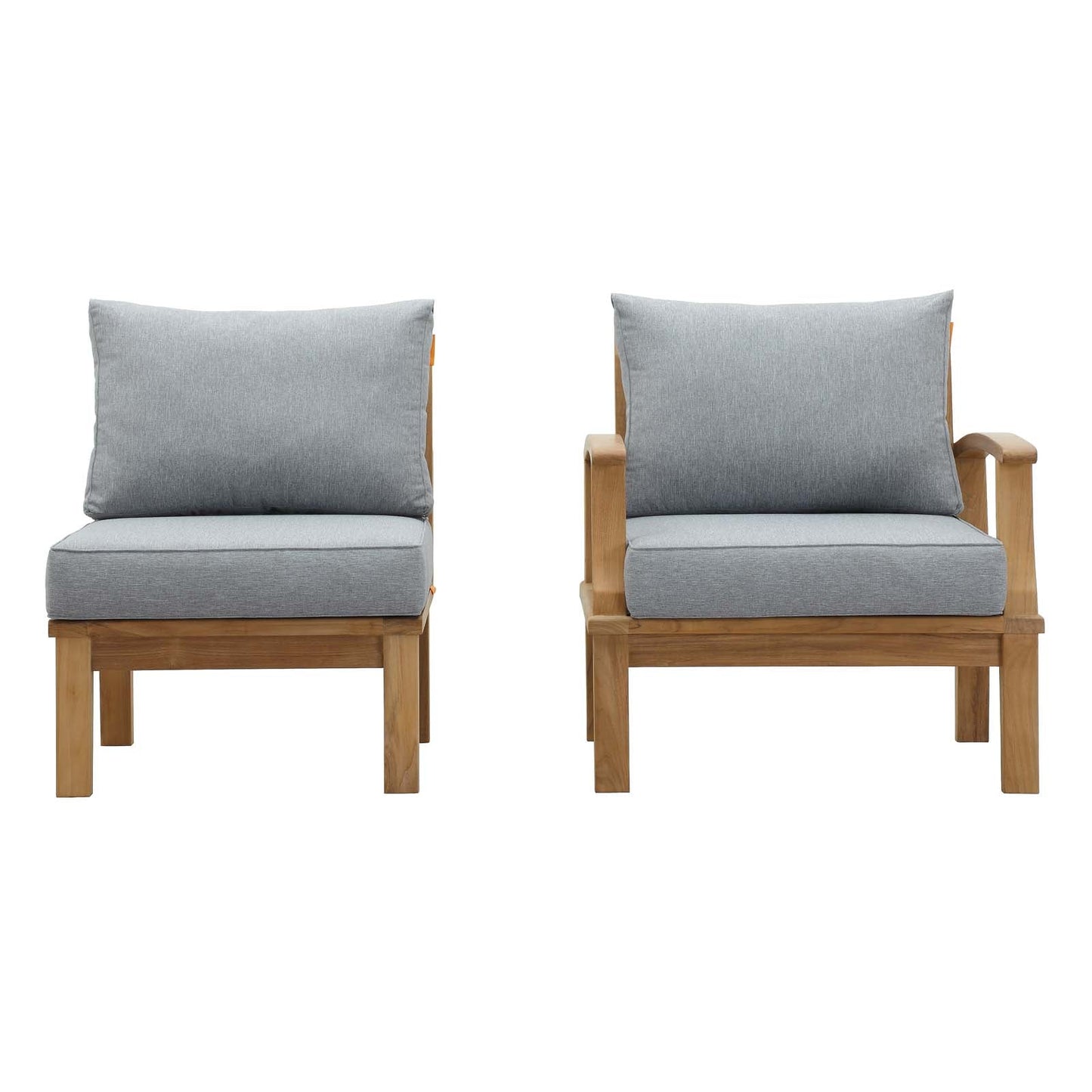 Modway Furniture Marina 2 Piece Outdoor Patio Teak Set – EEI-1823-NAT-GRY-SET