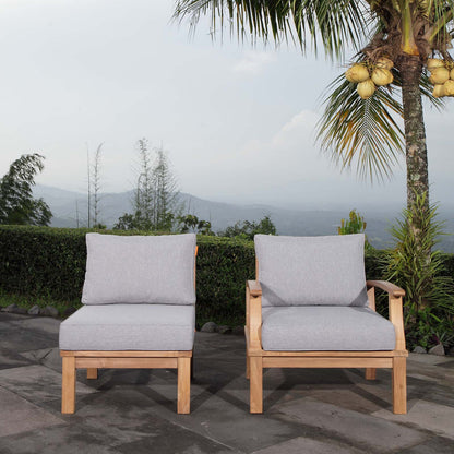 Modway Furniture Marina 2 Piece Outdoor Patio Teak Set – EEI-1823-NAT-GRY-SET