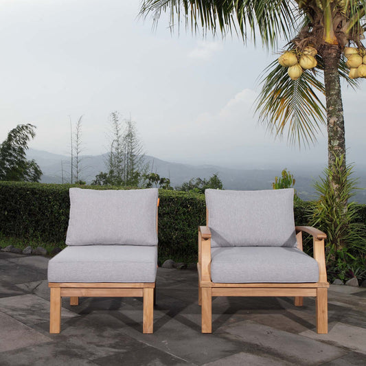 Modway Furniture Marina 2 Piece Outdoor Patio Teak Set – EEI-1823-NAT-GRY-SET