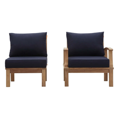 Modway Furniture Marina 2 Piece Outdoor Patio Teak Set – EEI-1823-NAT-GRY-SET