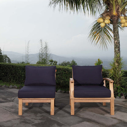Modway Furniture Marina 2 Piece Outdoor Patio Teak Set – EEI-1823-NAT-GRY-SET