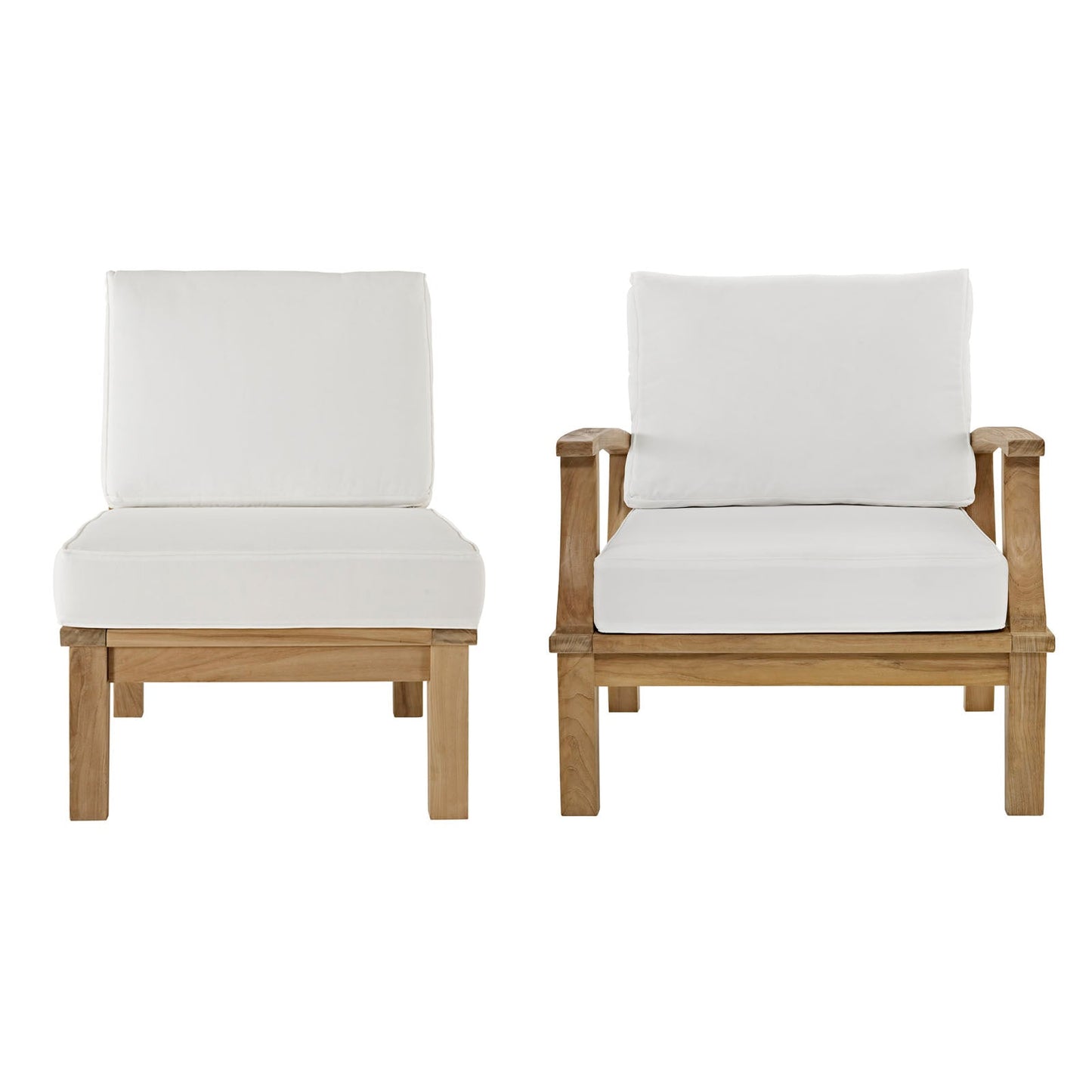 Modway Furniture Marina 2 Piece Outdoor Patio Teak Set – EEI-1823-NAT-GRY-SET