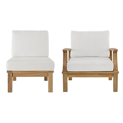 Modway Furniture Marina 2 Piece Outdoor Patio Teak Set – EEI-1823-NAT-GRY-SET
