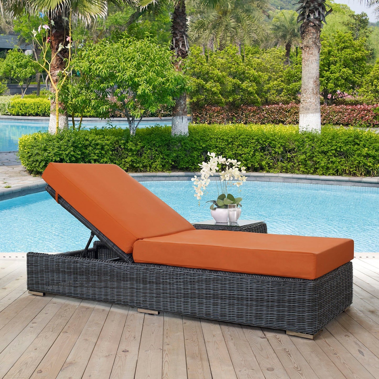 Modway Furniture Summon Outdoor Patio Sunbrella® Chaise Lounge - EEI-1876-GRY-BEI