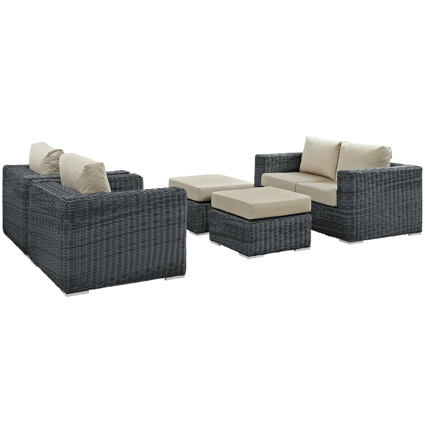 Modway Furniture Summon 5 Piece Outdoor Patio Sunbrella Sectional Set by Modway - EEI-1893-GRY-BEI-SET