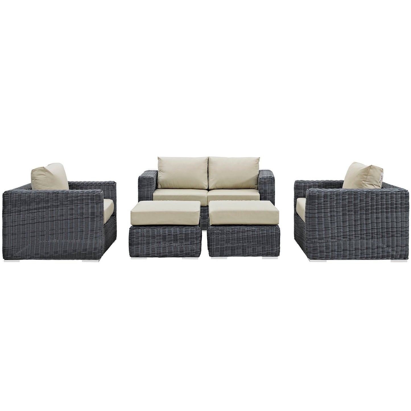 Modway Furniture Summon 5 Piece Outdoor Patio Sunbrella Sectional Set by Modway - EEI-1893-GRY-BEI-SET