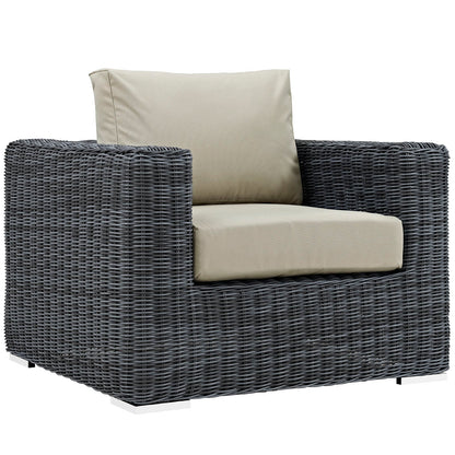 Modway Furniture Summon 5 Piece Outdoor Patio Sunbrella Sectional Set by Modway - EEI-1893-GRY-BEI-SET