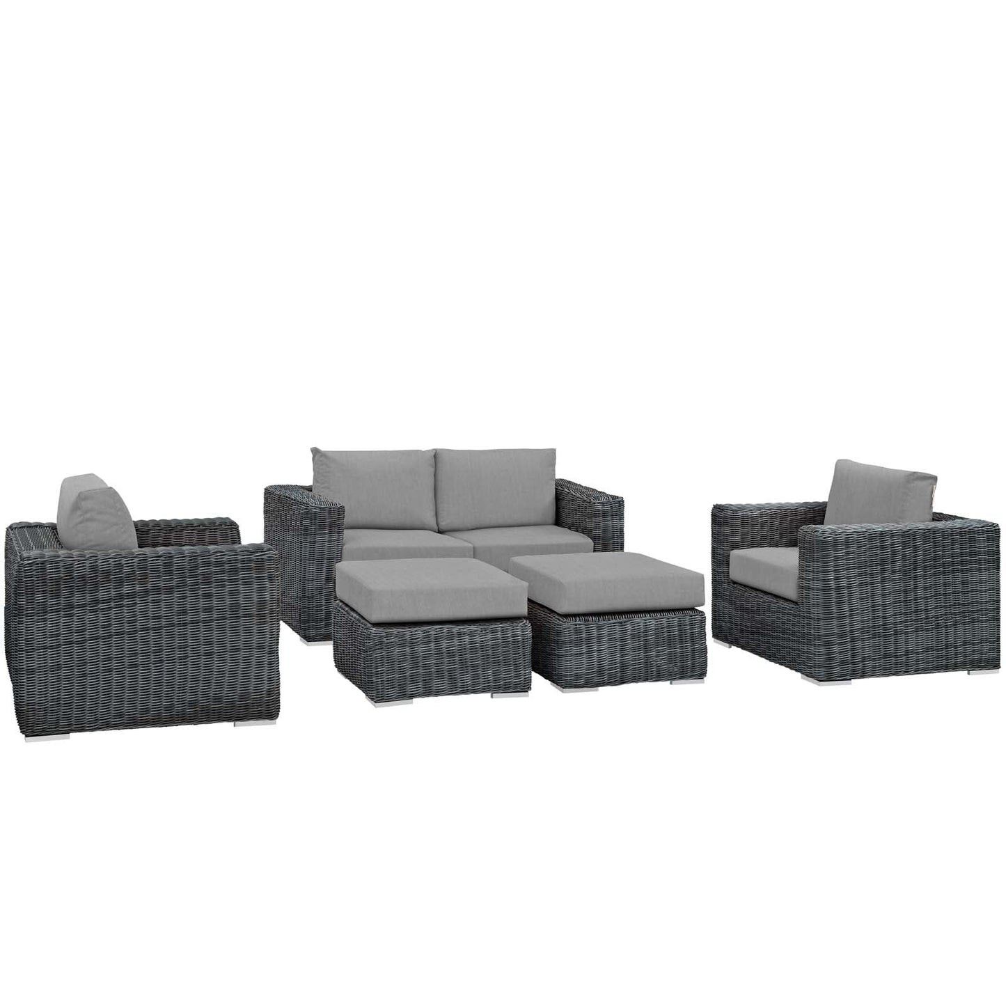 Modway Furniture Summon 5 Piece Outdoor Patio Sunbrella Sectional Set by Modway - EEI-1893-GRY-BEI-SET