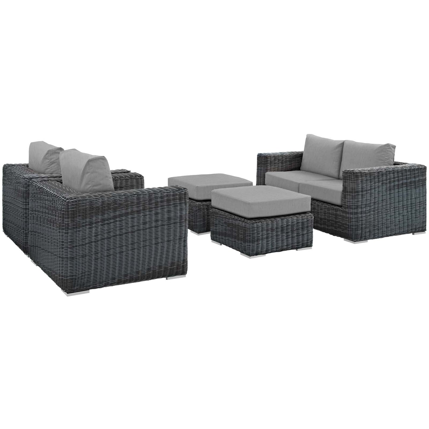 Modway Furniture Summon 5 Piece Outdoor Patio Sunbrella Sectional Set by Modway - EEI-1893-GRY-BEI-SET