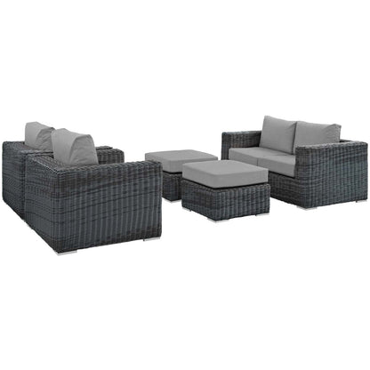 Modway Furniture Summon 5 Piece Outdoor Patio Sunbrella Sectional Set by Modway - EEI-1893-GRY-BEI-SET