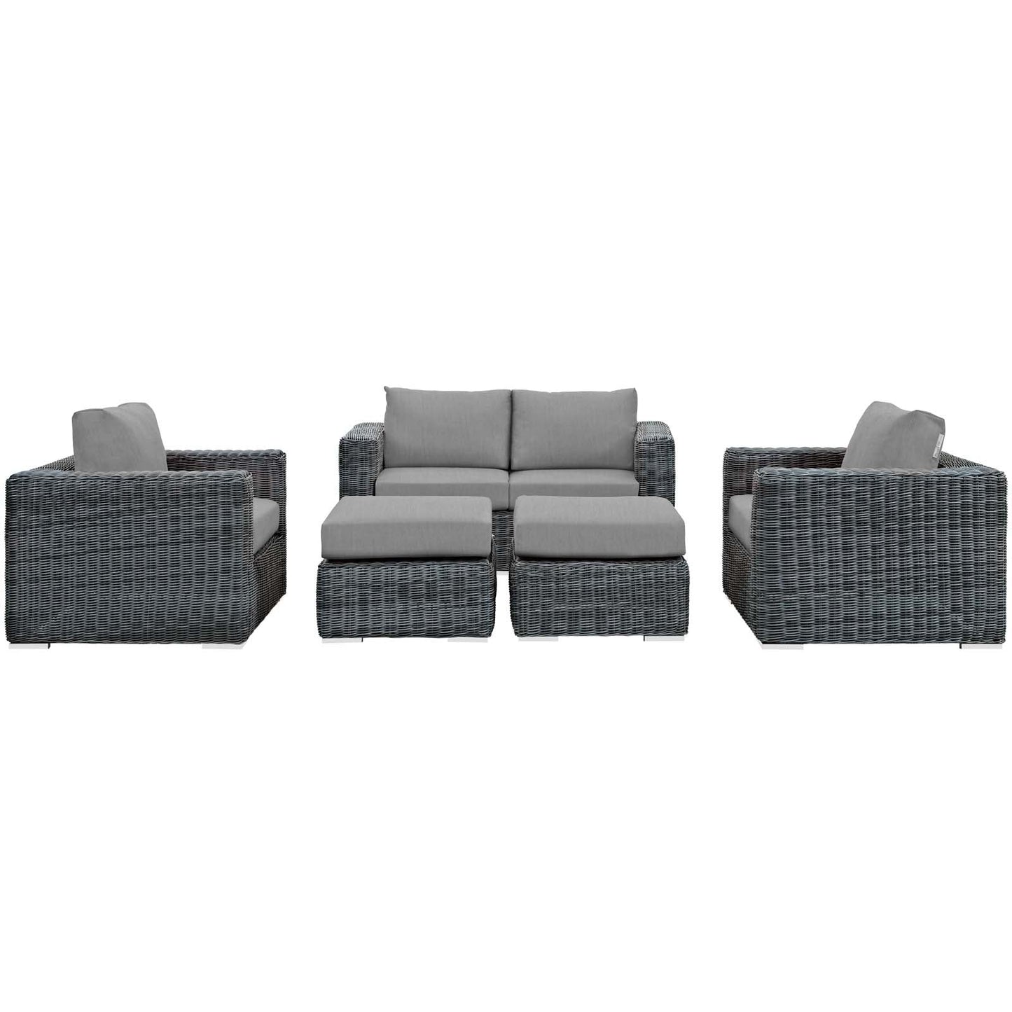 Modway Furniture Summon 5 Piece Outdoor Patio Sunbrella Sectional Set by Modway - EEI-1893-GRY-BEI-SET