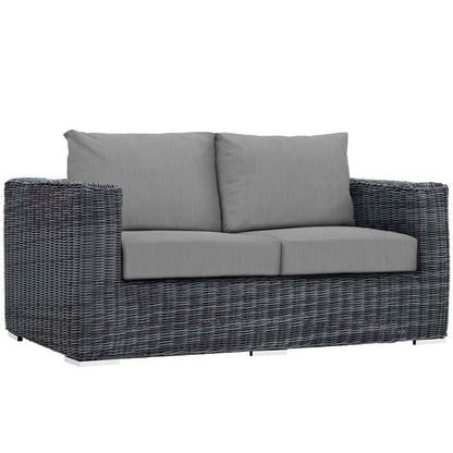 Modway Furniture Summon 5 Piece Outdoor Patio Sunbrella Sectional Set by Modway - EEI-1893-GRY-BEI-SET