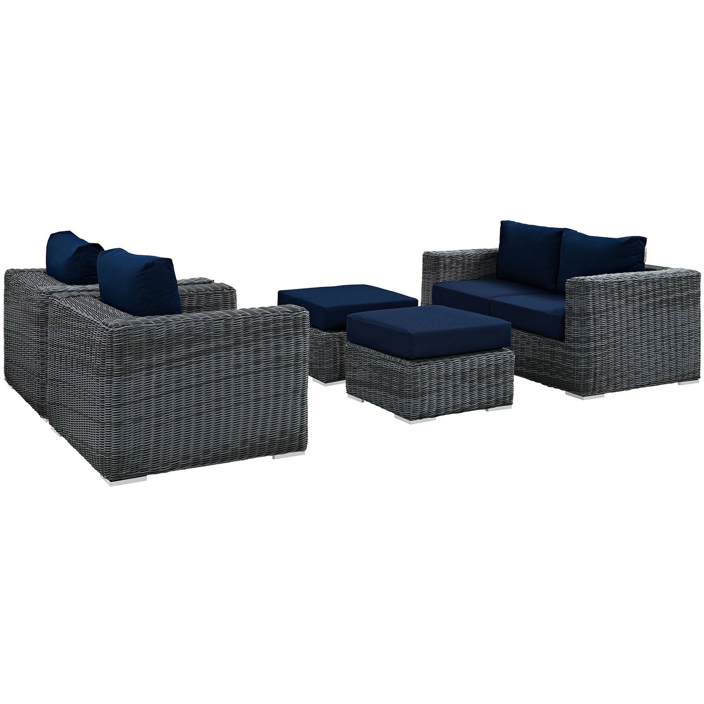 Modway Furniture Summon 5 Piece Outdoor Patio Sunbrella Sectional Set by Modway - EEI-1893-GRY-BEI-SET