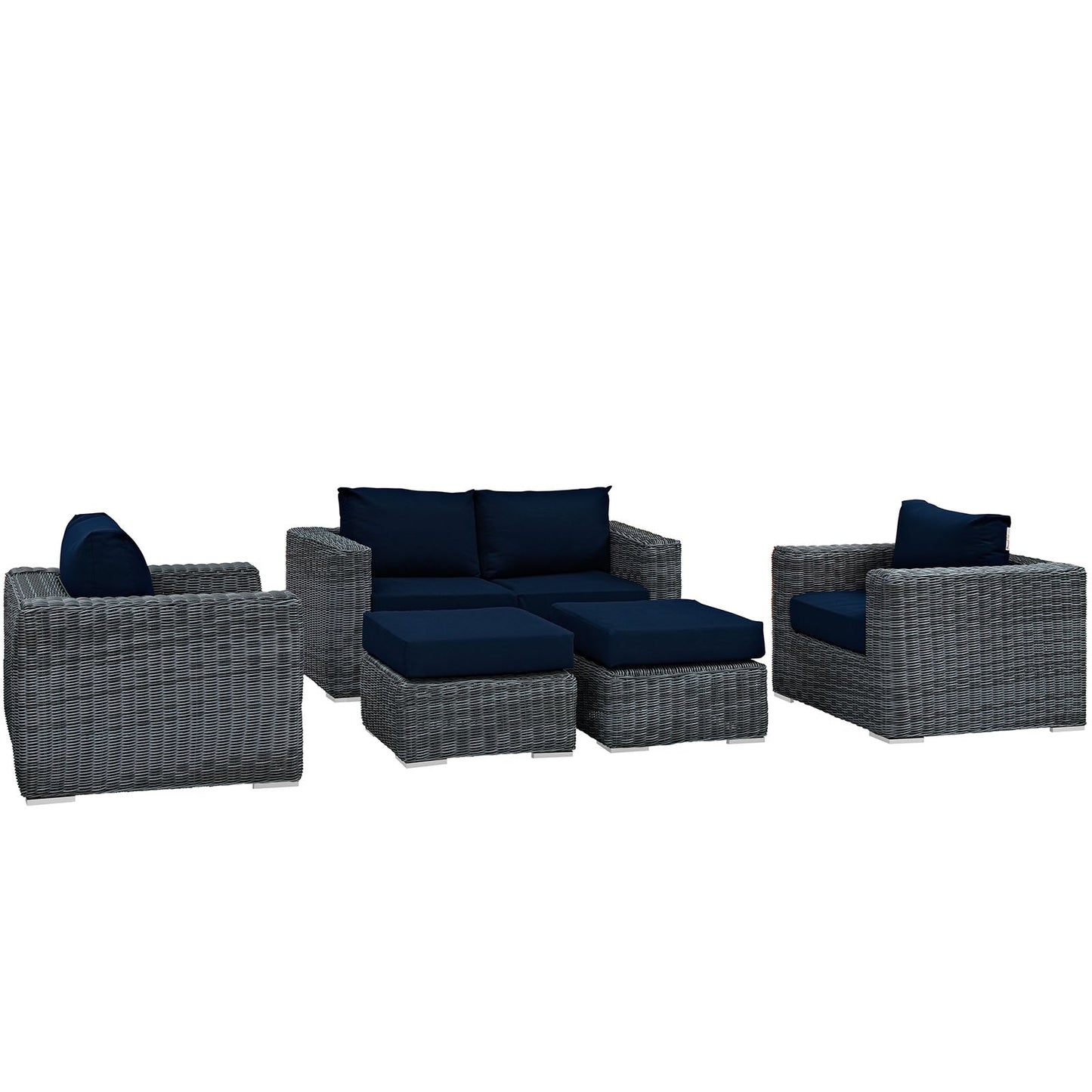 Modway Furniture Summon 5 Piece Outdoor Patio Sunbrella Sectional Set by Modway - EEI-1893-GRY-BEI-SET