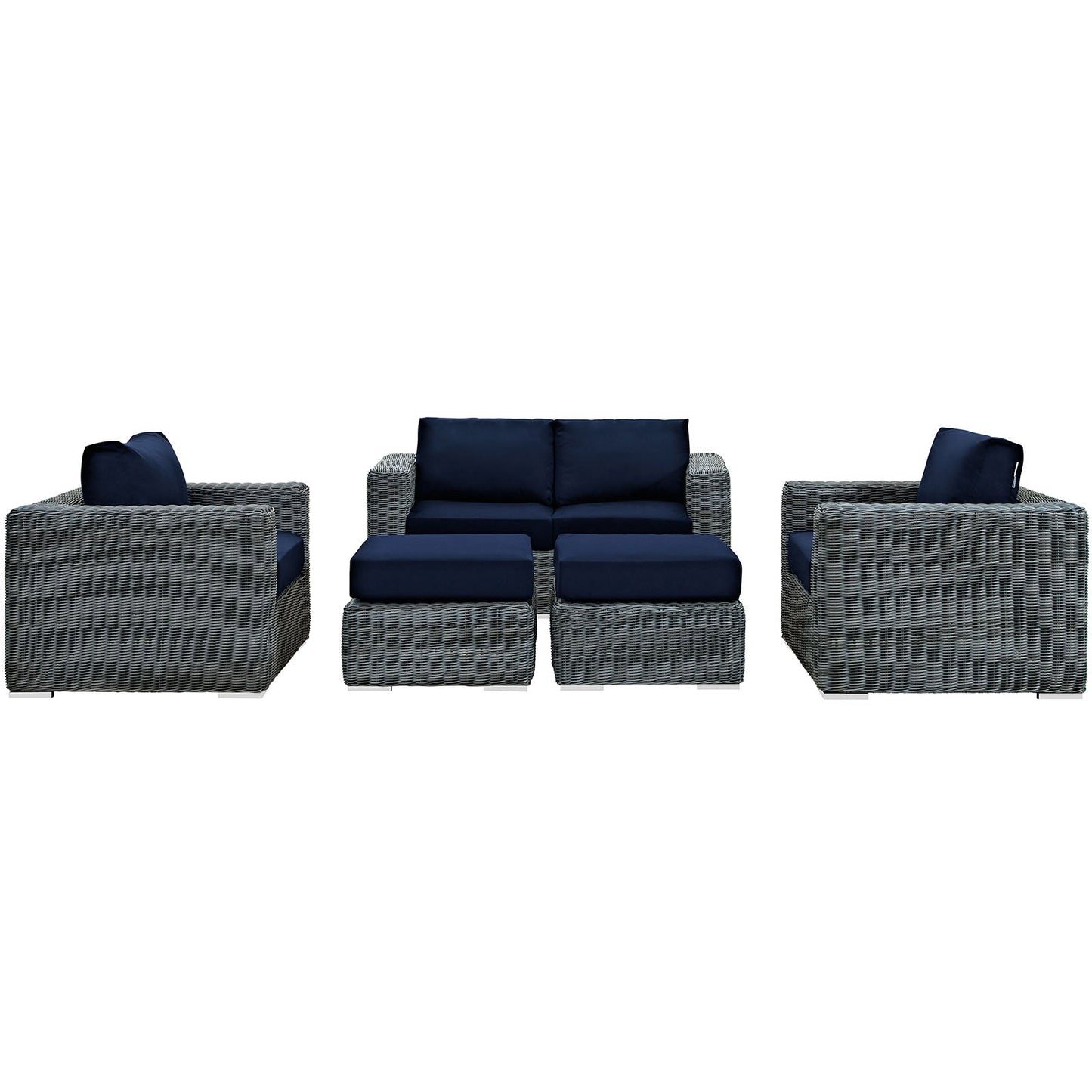 Modway Furniture Summon 5 Piece Outdoor Patio Sunbrella Sectional Set by Modway - EEI-1893-GRY-BEI-SET