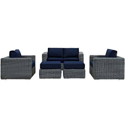 Modway Furniture Summon 5 Piece Outdoor Patio Sunbrella Sectional Set by Modway - EEI-1893-GRY-BEI-SET