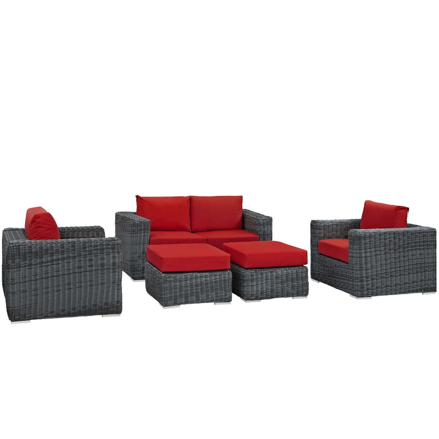 Modway Furniture Summon 5 Piece Outdoor Patio Sunbrella Sectional Set by Modway - EEI-1893-GRY-BEI-SET