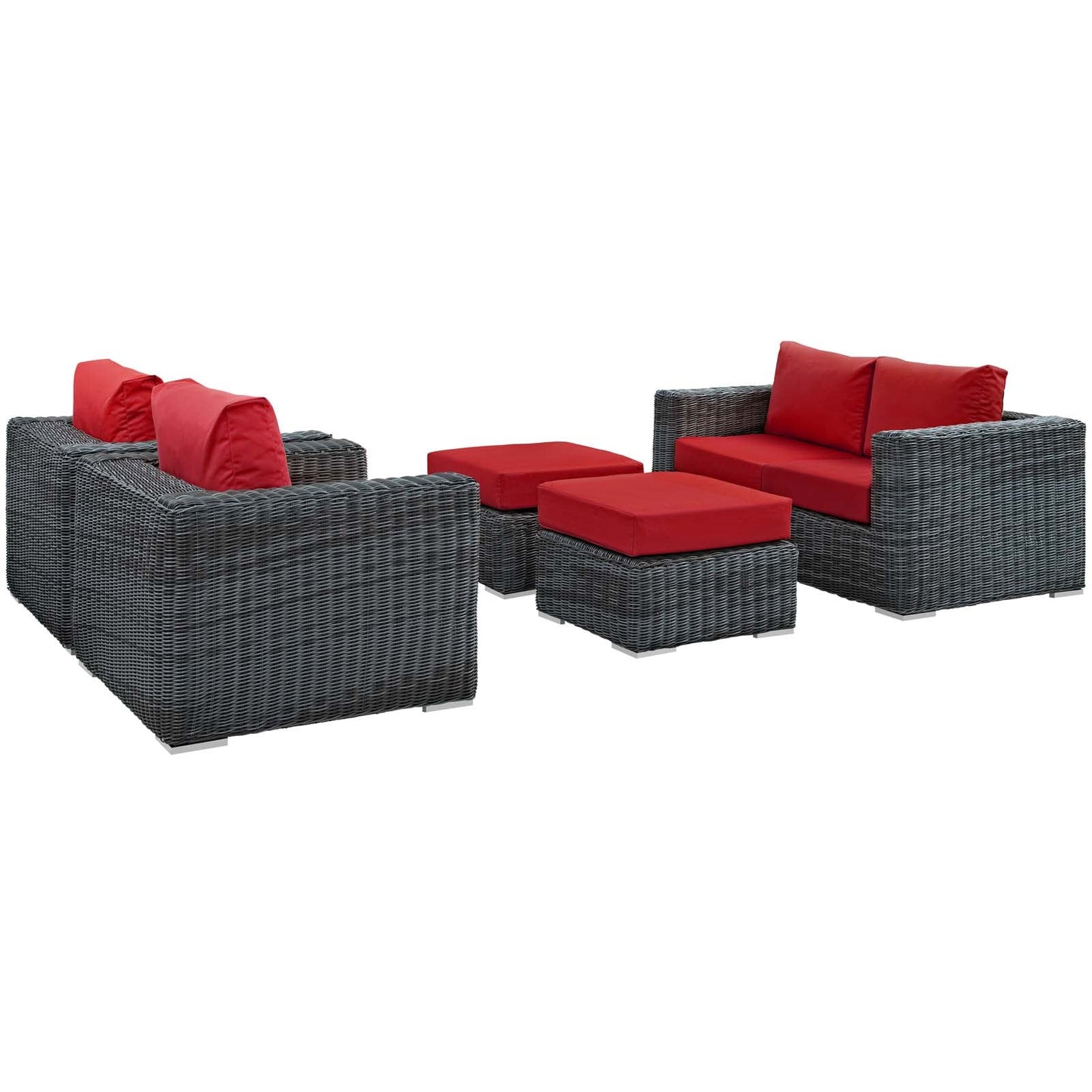 Modway Furniture Summon 5 Piece Outdoor Patio Sunbrella Sectional Set by Modway - EEI-1893-GRY-BEI-SET