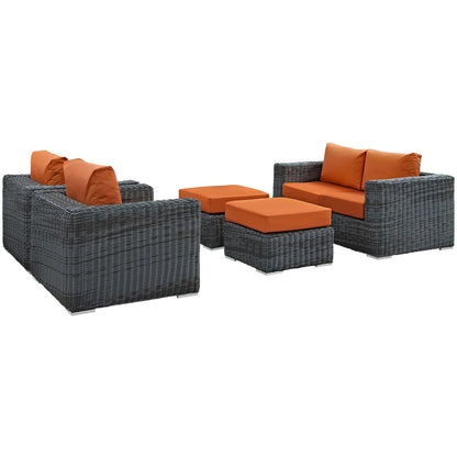 Modway Furniture Summon 5 Piece Outdoor Patio Sunbrella Sectional Set by Modway - EEI-1893-GRY-BEI-SET