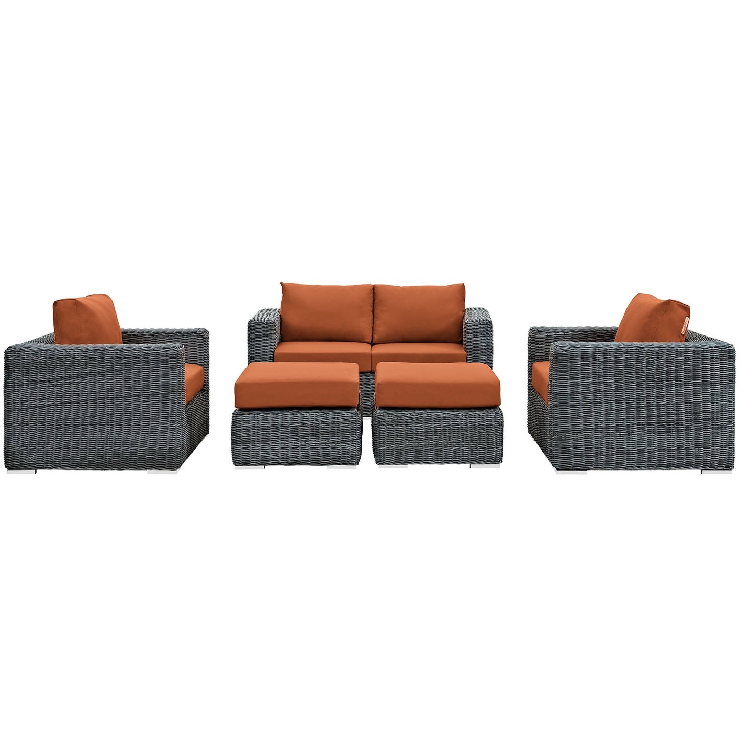 Modway Furniture Summon 5 Piece Outdoor Patio Sunbrella Sectional Set by Modway - EEI-1893-GRY-BEI-SET