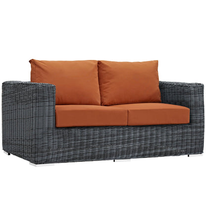 Modway Furniture Summon 5 Piece Outdoor Patio Sunbrella Sectional Set by Modway - EEI-1893-GRY-BEI-SET