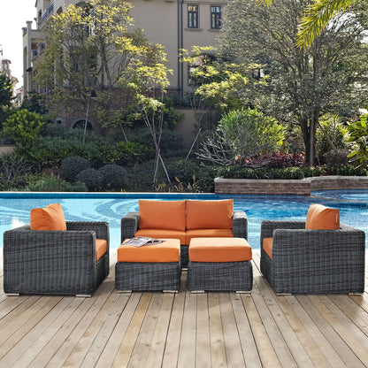 Modway Furniture Summon 5 Piece Outdoor Patio Sunbrella Sectional Set by Modway - EEI-1893-GRY-BEI-SET