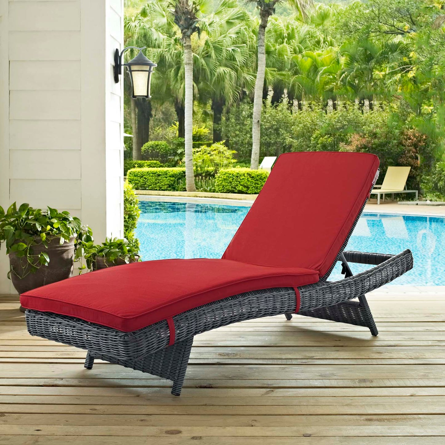 Modway Furniture Summon Outdoor Patio Sunbrella Chaise - EEI-1996-GRY-RED