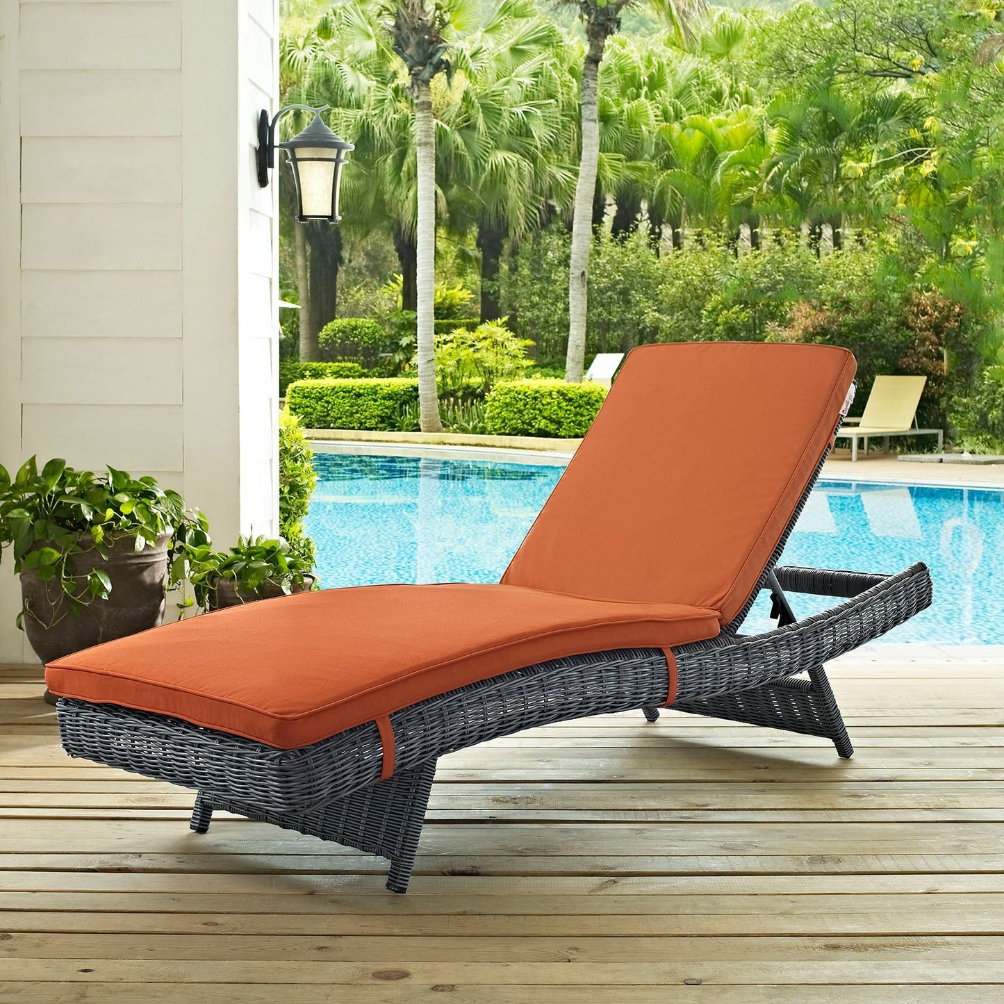 Modway Furniture Summon Outdoor Patio Sunbrella Chaise - EEI-1996-GRY-RED