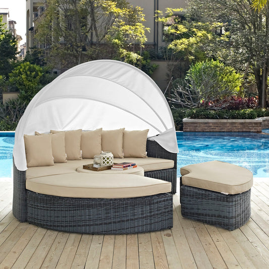 Modway Furniture Summon Canopy Outdoor Patio Sunbrella Daybed by Modway - EEI-1997-GRY-NAV-SET