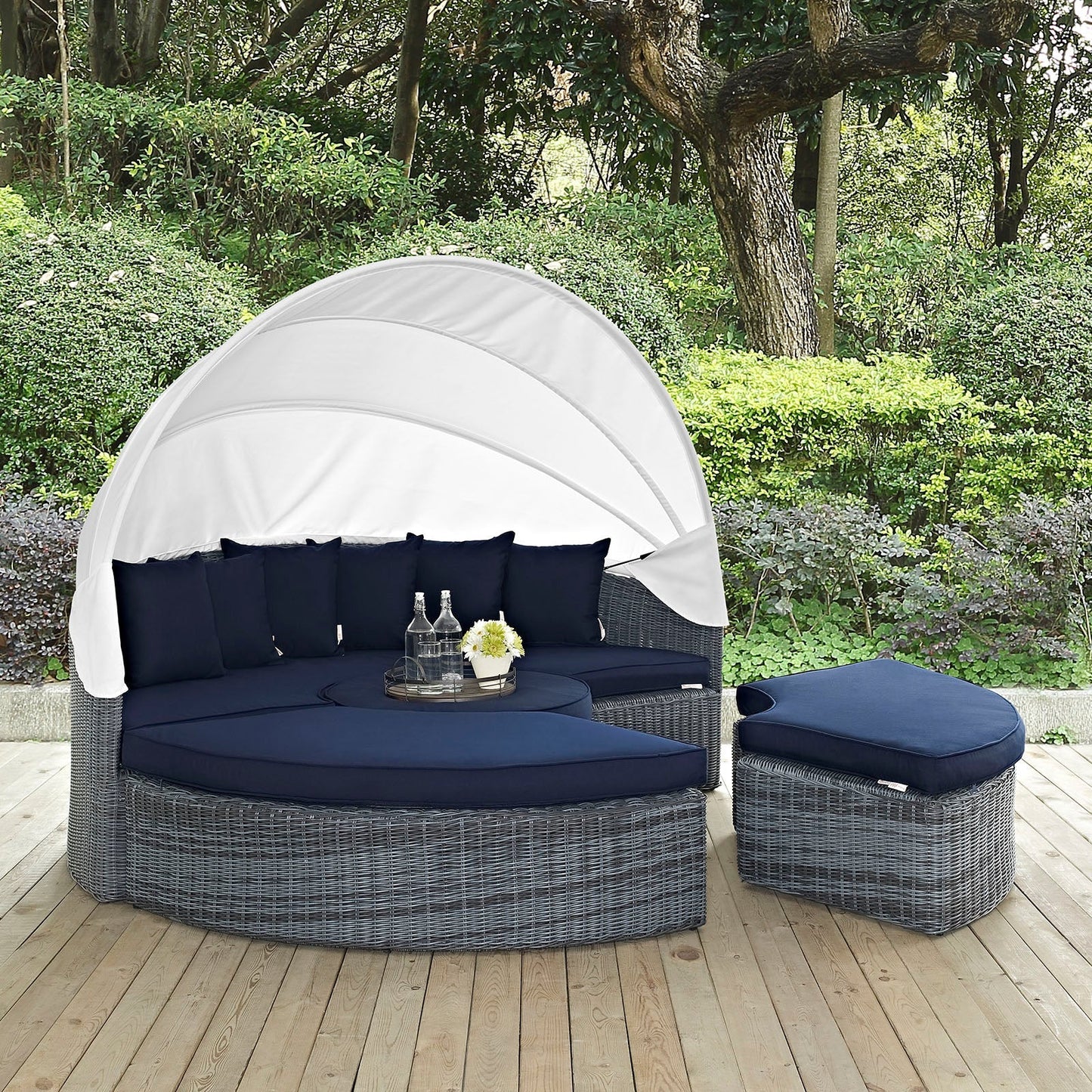 Modway Furniture Summon Canopy Outdoor Patio Sunbrella Daybed by Modway - EEI-1997-GRY-NAV-SET