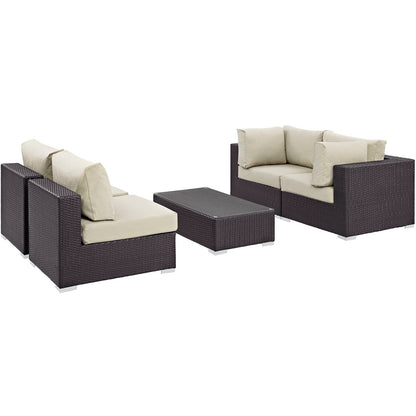 Modway Furniture Convene 5 Piece Outdoor Patio Sectional Set by Modway – EEI-2163-EXP-BEI-SET