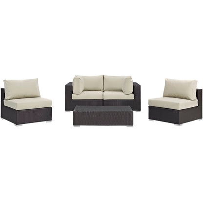 Modway Furniture Convene 5 Piece Outdoor Patio Sectional Set by Modway – EEI-2163-EXP-BEI-SET
