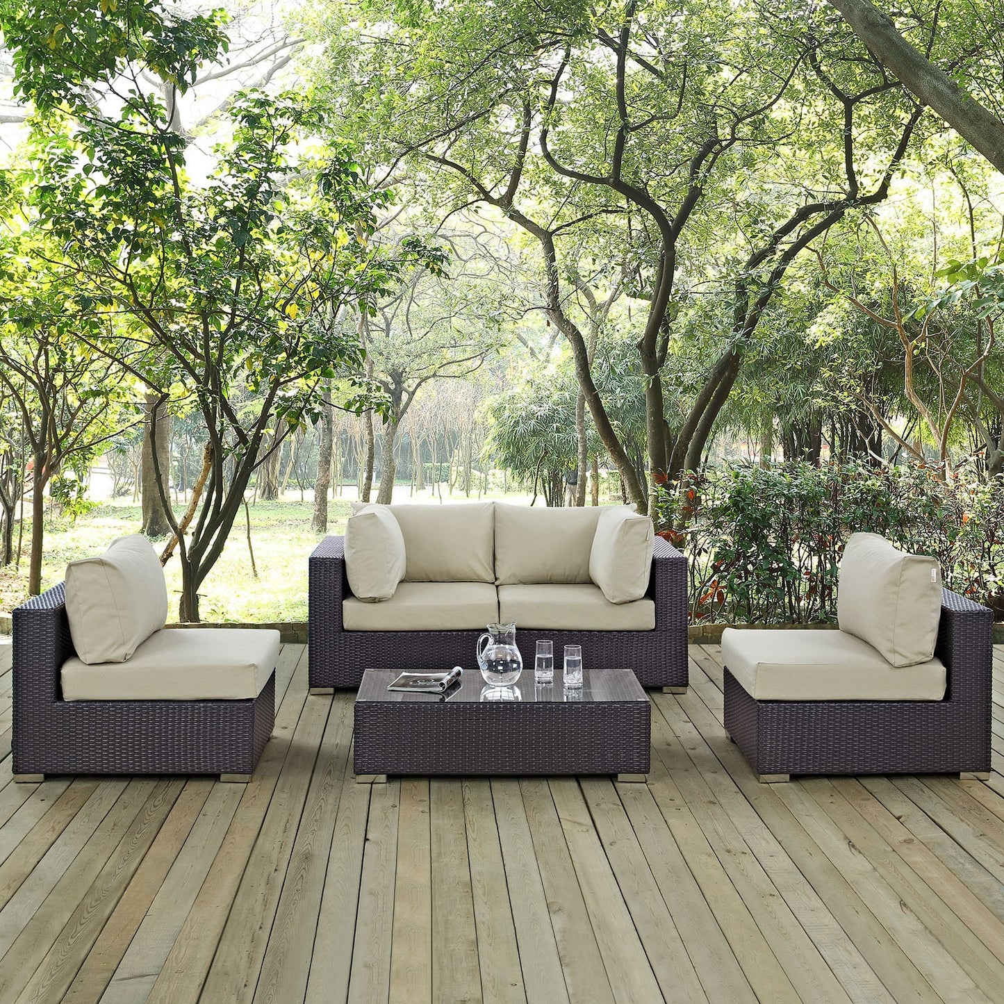 Modway Furniture Convene 5 Piece Outdoor Patio Sectional Set by Modway – EEI-2163-EXP-BEI-SET