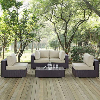 Modway Furniture Convene 5 Piece Outdoor Patio Sectional Set by Modway – EEI-2163-EXP-BEI-SET