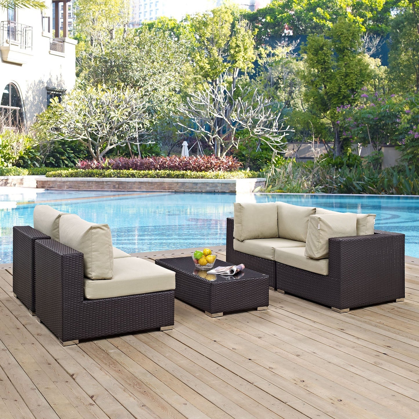 Modway Furniture Convene 5 Piece Outdoor Patio Sectional Set by Modway – EEI-2163-EXP-BEI-SET