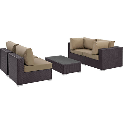 Modway Furniture Convene 5 Piece Outdoor Patio Sectional Set by Modway – EEI-2163-EXP-BEI-SET