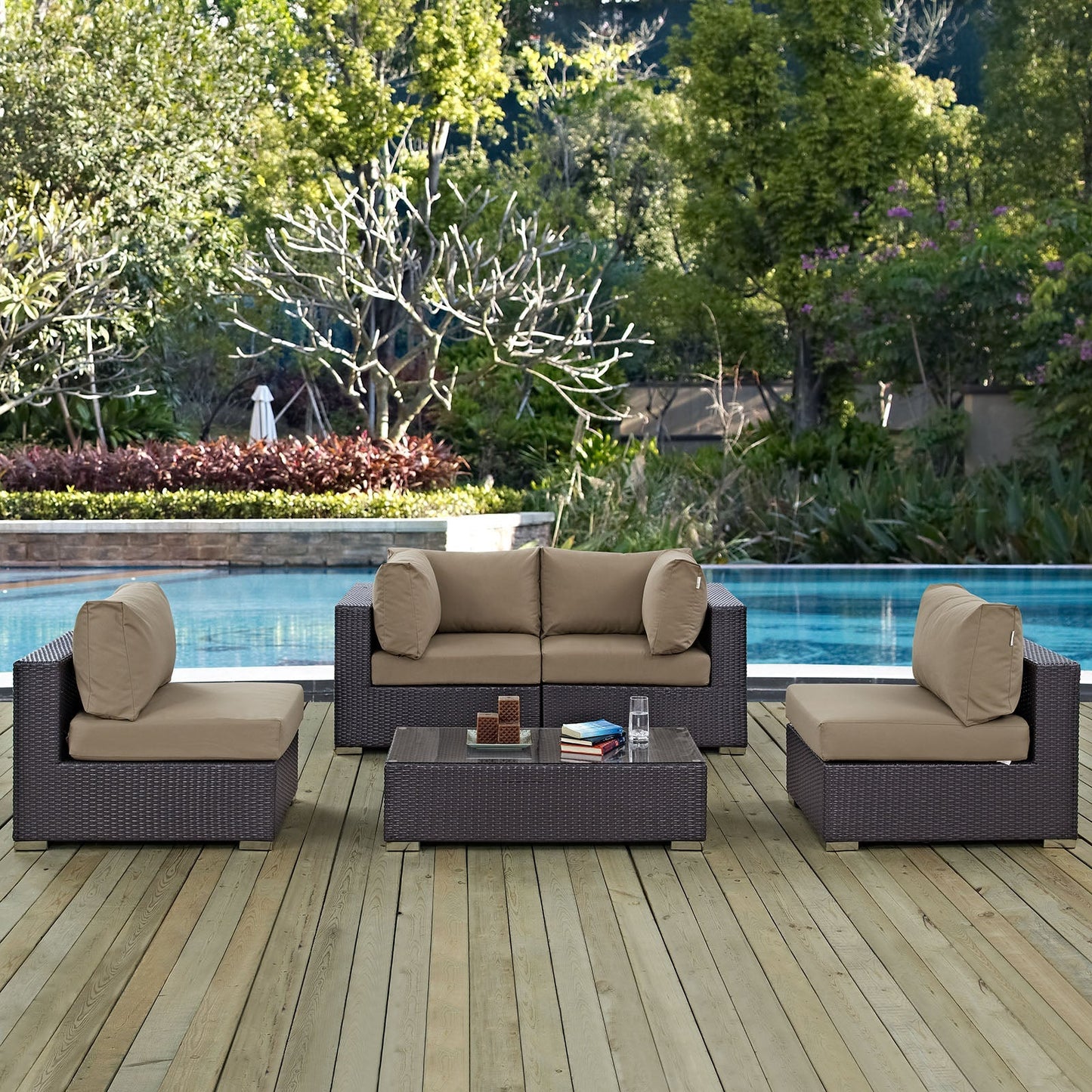 Modway Furniture Convene 5 Piece Outdoor Patio Sectional Set by Modway – EEI-2163-EXP-BEI-SET