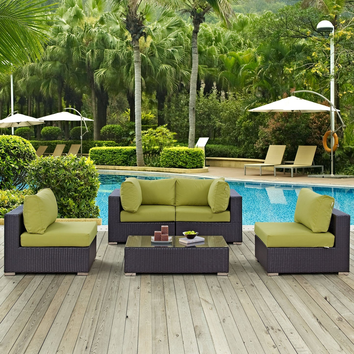 Modway Furniture Convene 5 Piece Outdoor Patio Sectional Set by Modway – EEI-2163-EXP-BEI-SET