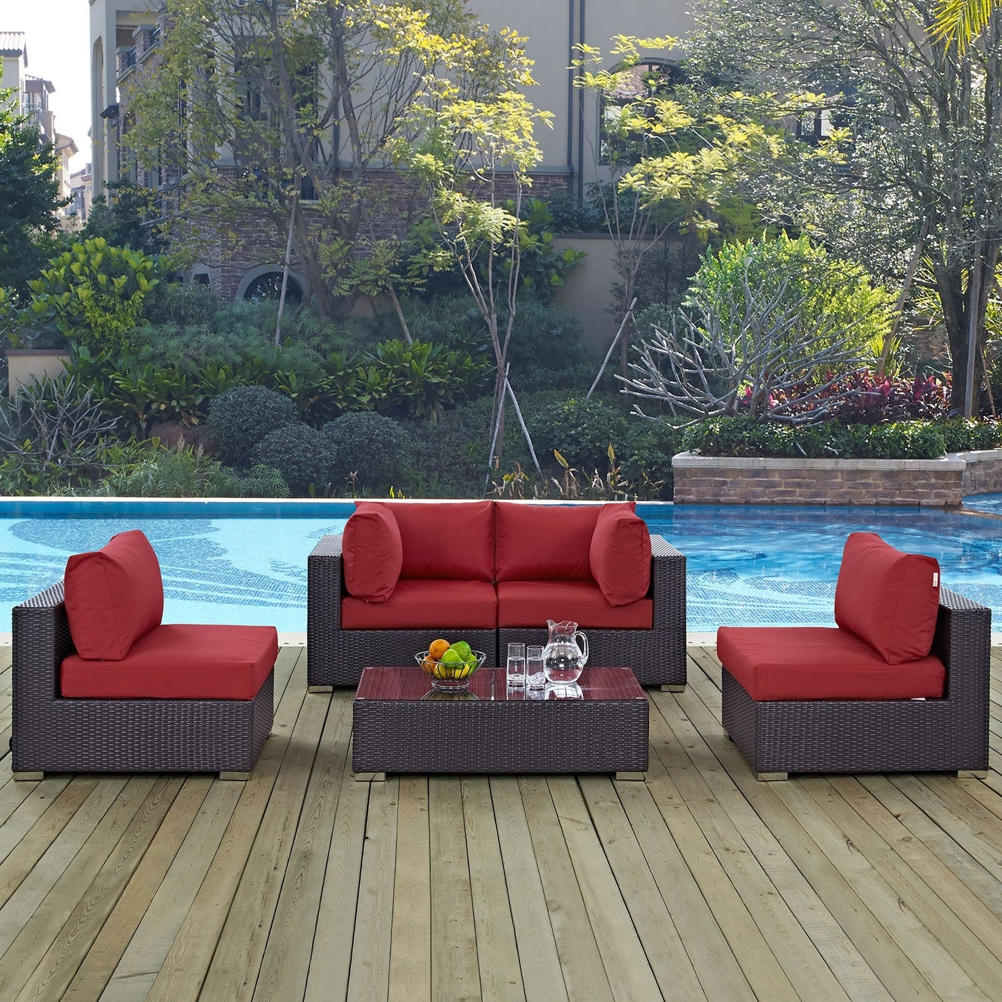 Modway Furniture Convene 5 Piece Outdoor Patio Sectional Set by Modway – EEI-2163-EXP-BEI-SET