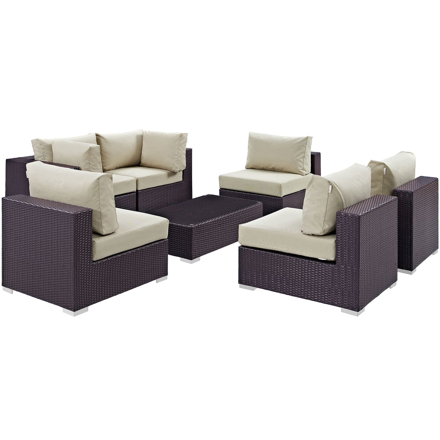 Modway Furniture Convene 7 Piece Outdoor Patio Sectional Set by Modway – EEI-2164-EXP-BEI-SET