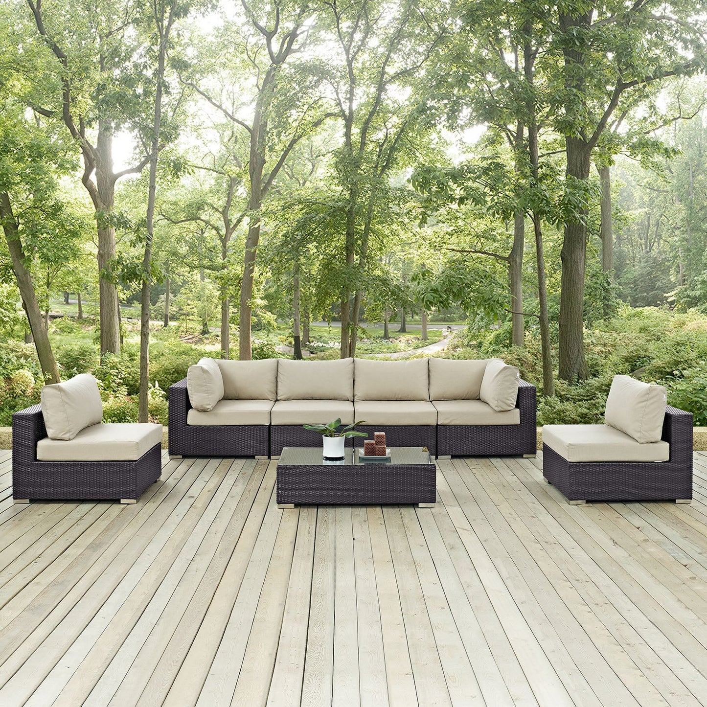 Modway Furniture Convene 7 Piece Outdoor Patio Sectional Set by Modway – EEI-2164-EXP-BEI-SET