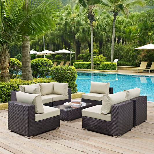 Modway Furniture Convene 7 Piece Outdoor Patio Sectional Set by Modway – EEI-2164-EXP-BEI-SET