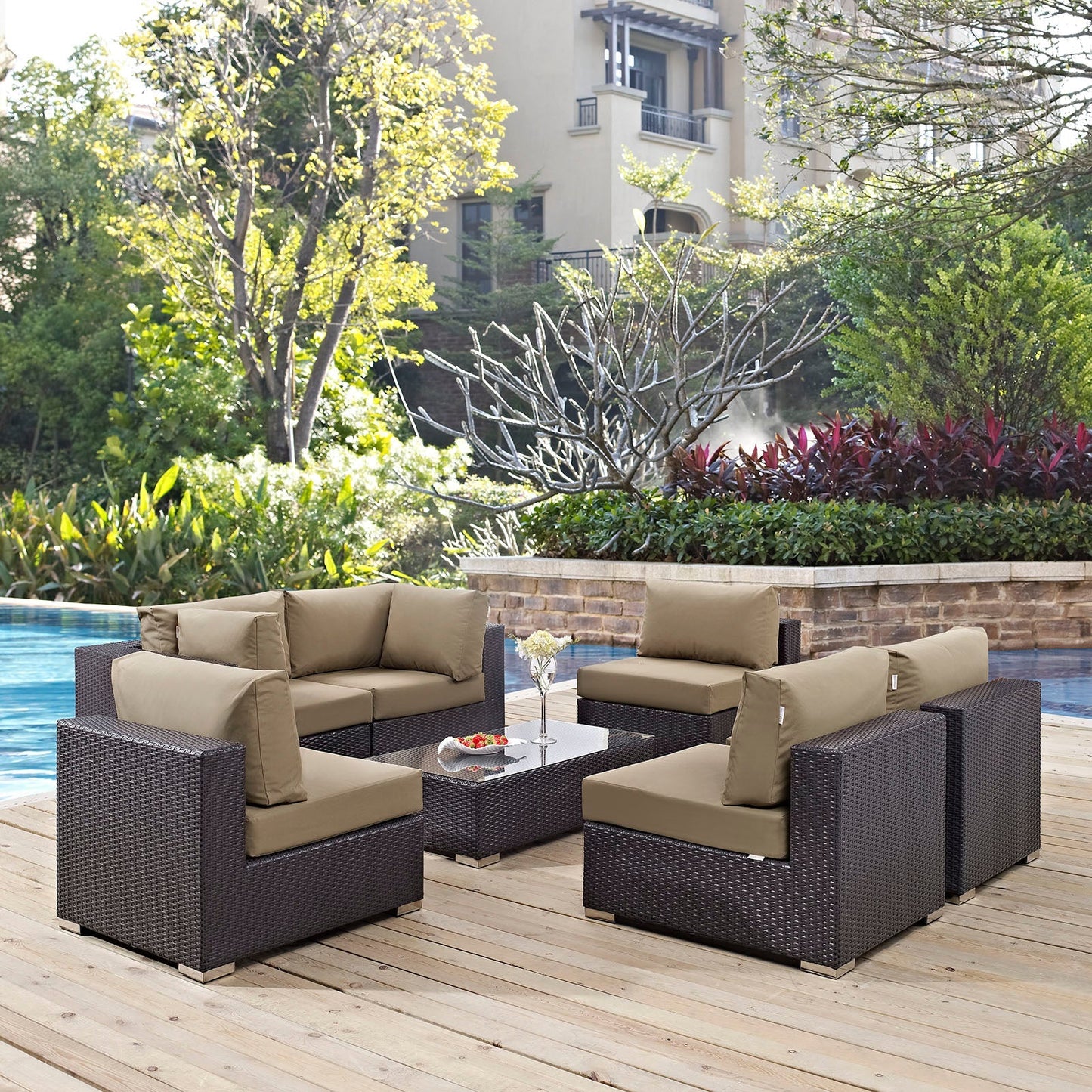 Modway Furniture Convene 7 Piece Outdoor Patio Sectional Set by Modway – EEI-2164-EXP-BEI-SET