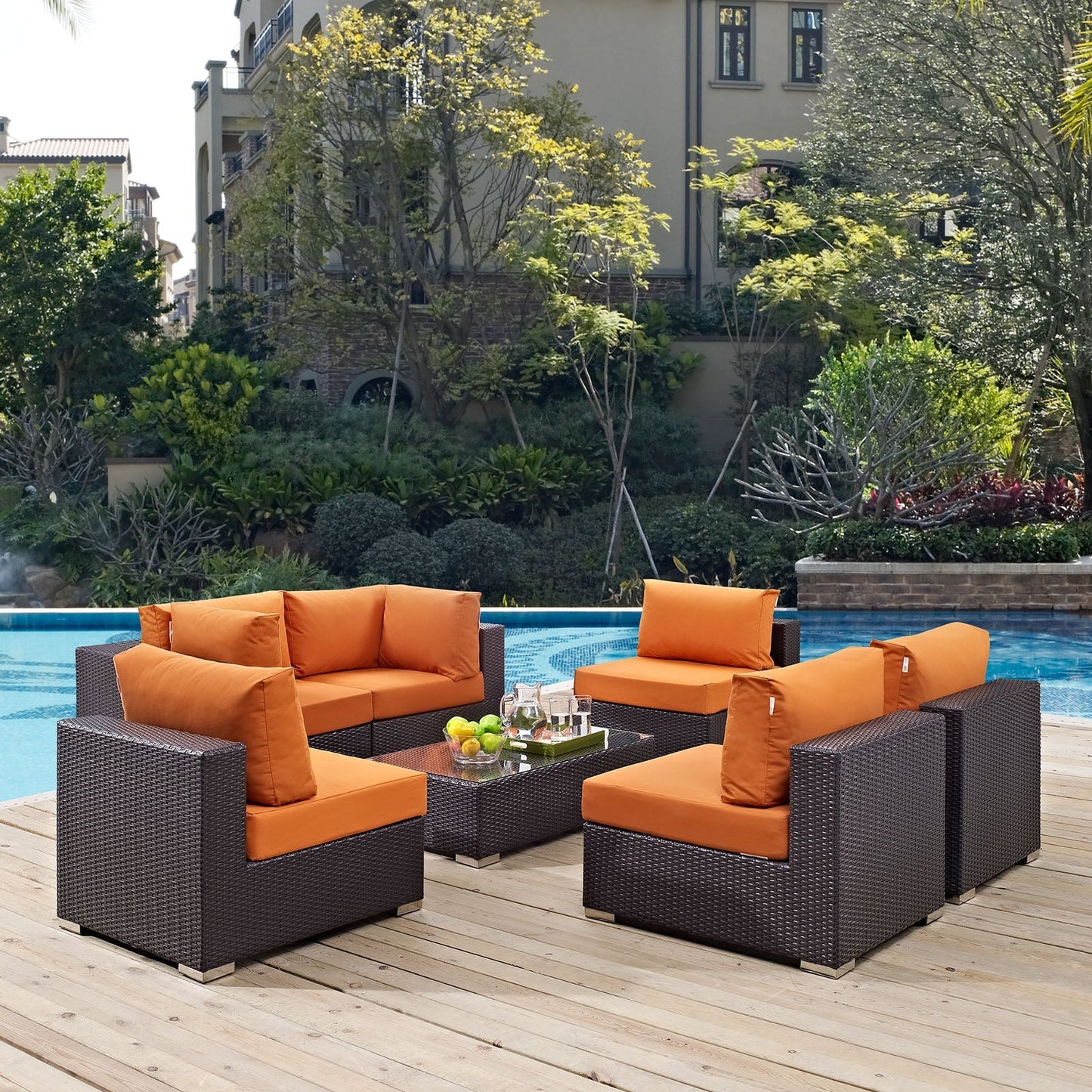 Modway Furniture Convene 7 Piece Outdoor Patio Sectional Set by Modway – EEI-2164-EXP-BEI-SET