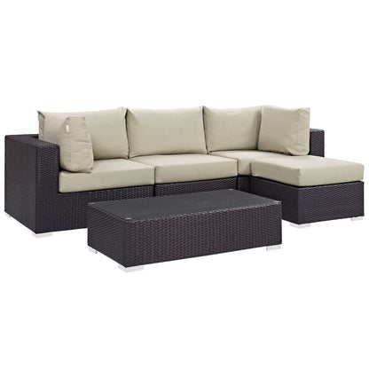 Modway Furniture Convene 5 Piece Outdoor Patio Sectional Set by Modway –EEI-2172-EXP-BEI-SET
