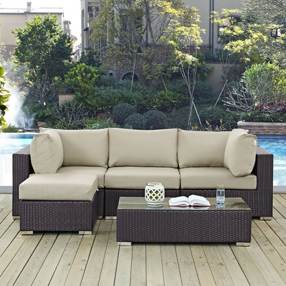 Modway Furniture Convene 5 Piece Outdoor Patio Sectional Set by Modway –EEI-2172-EXP-BEI-SET